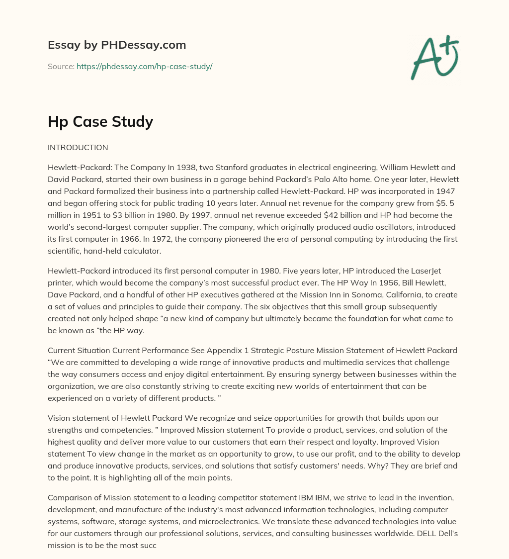 Hp Case Study essay
