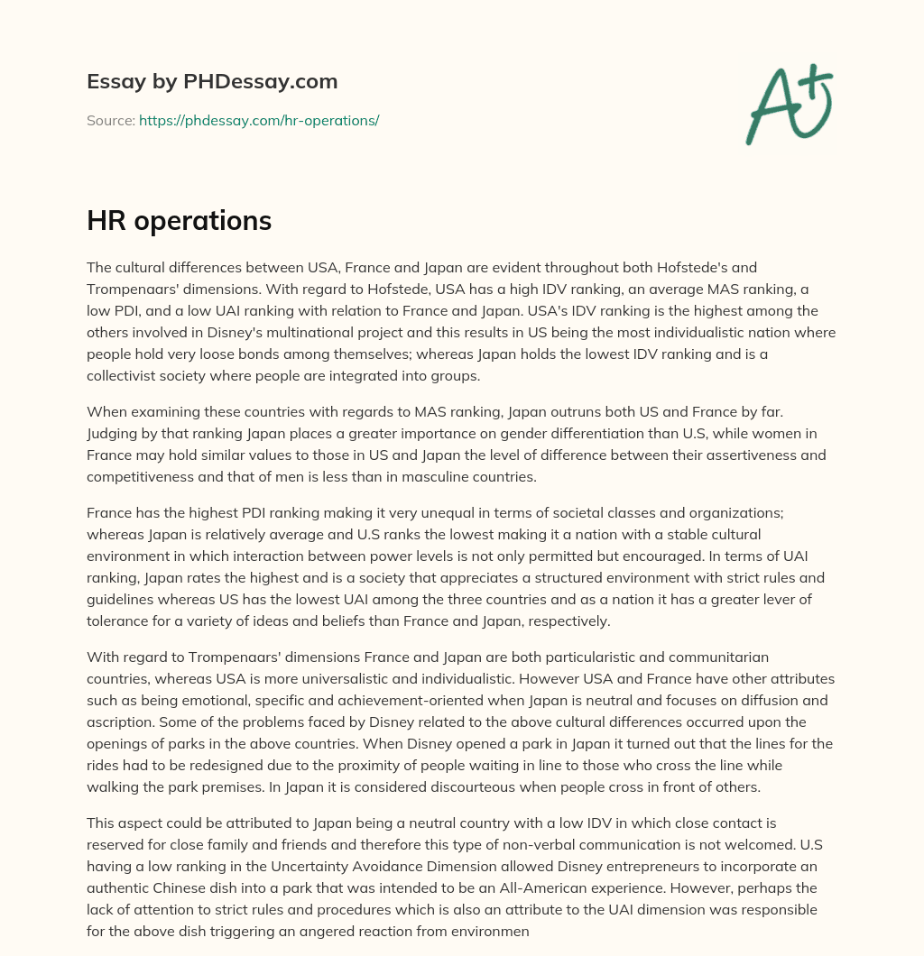 HR operations essay