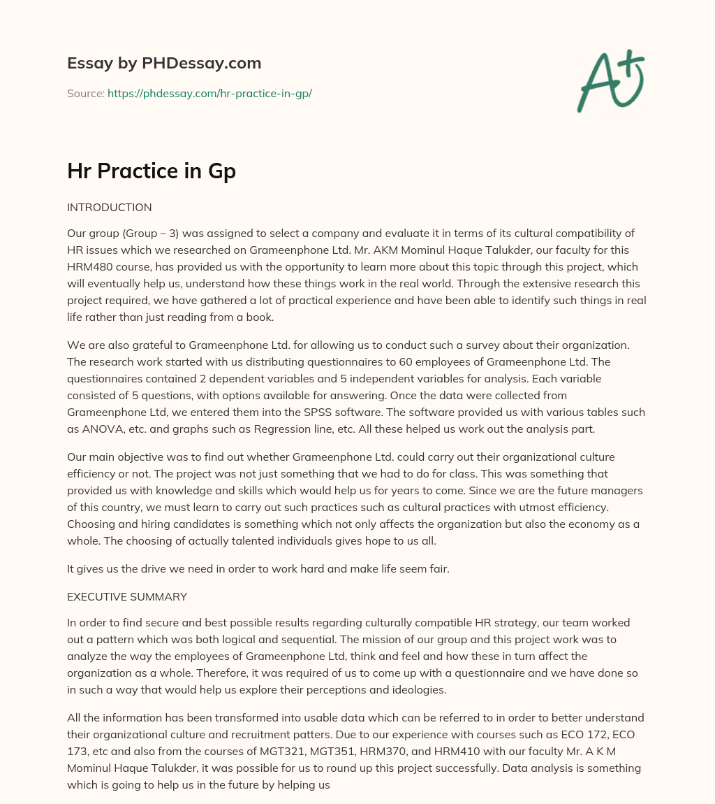 Hr Practice in Gp essay
