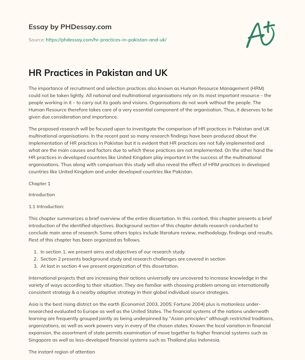 HR Practices in Pakistan and UK essay