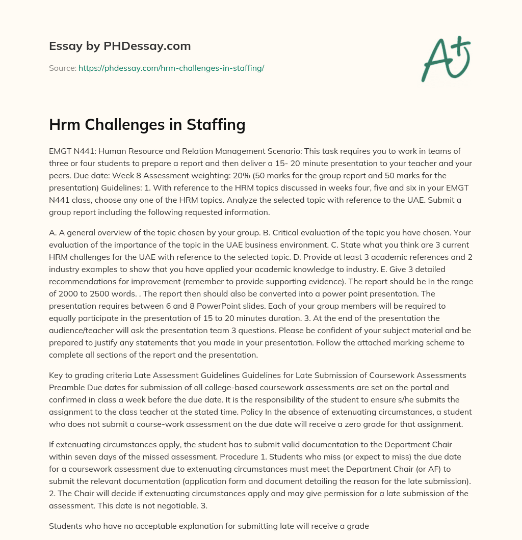 Hrm Challenges in Staffing essay