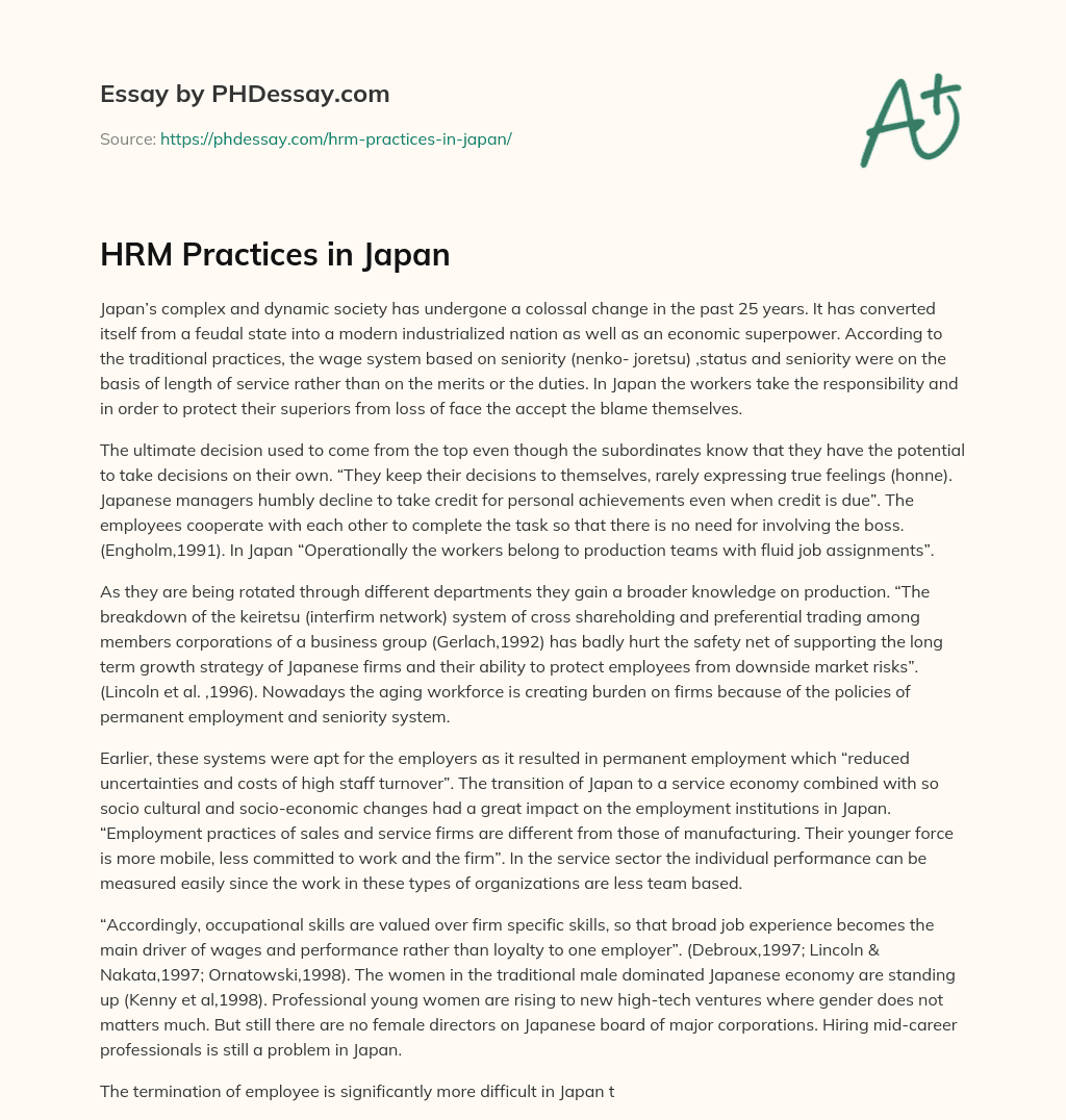 HRM Practices in Japan essay