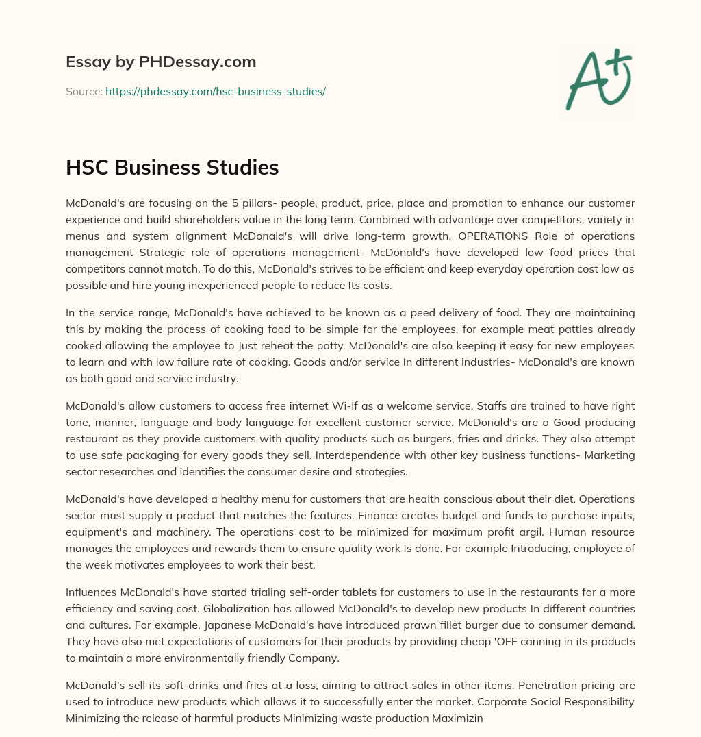 hsc business studies essay questions