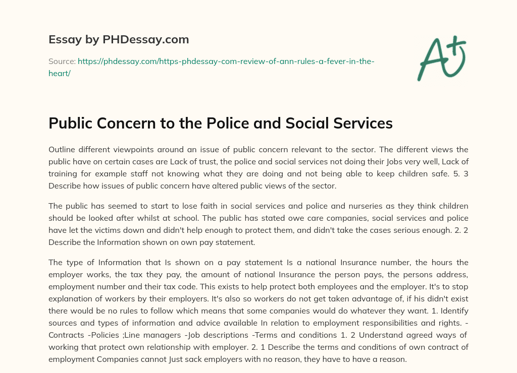 Public Concern to the Police and Social Services essay