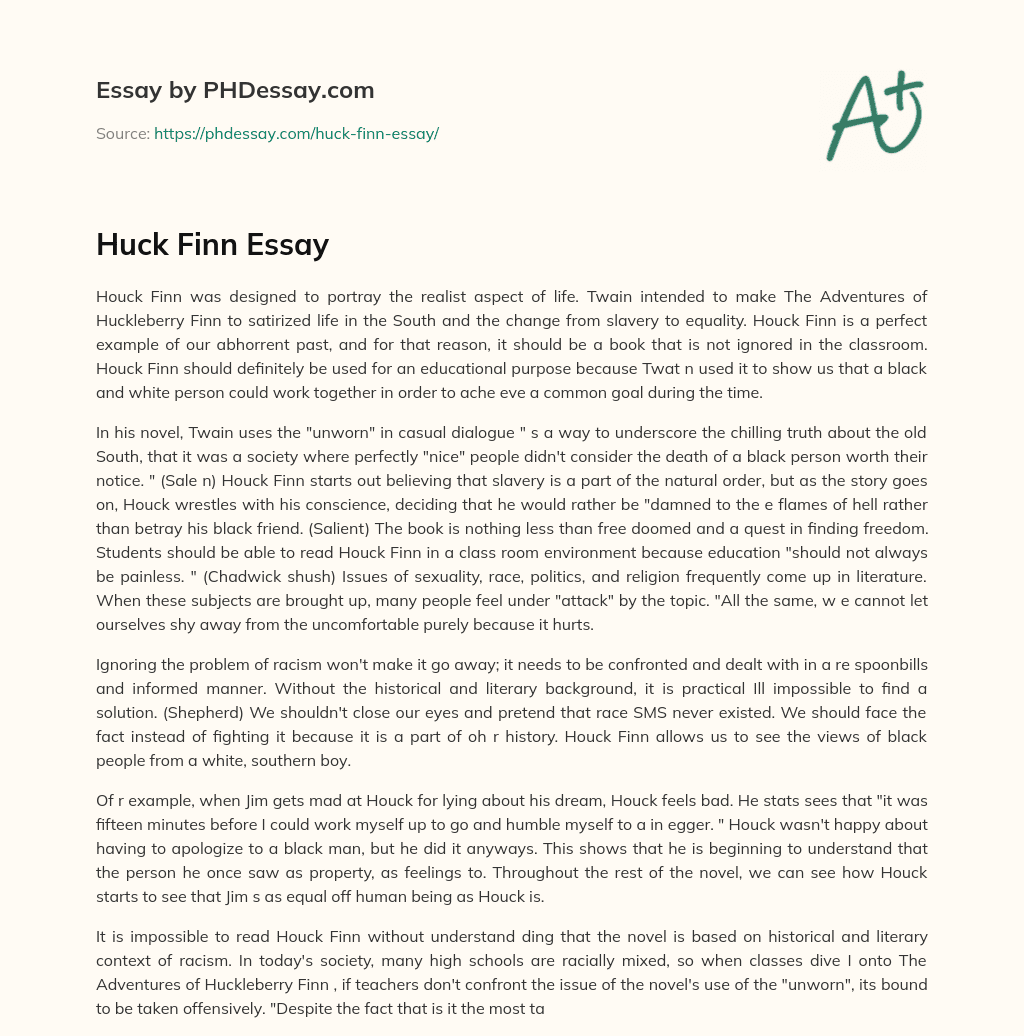 Huck Finn Essay essay