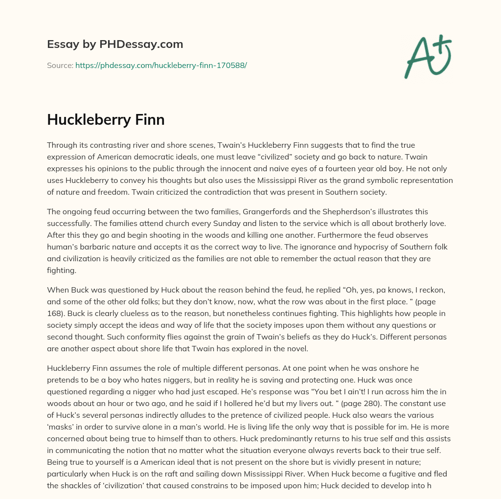 Huckleberry Finn essay