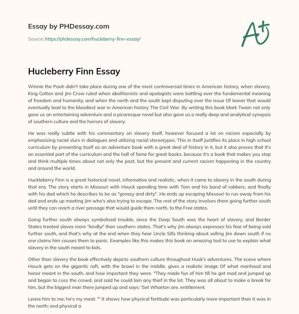 Hucleberry Finn Essay essay