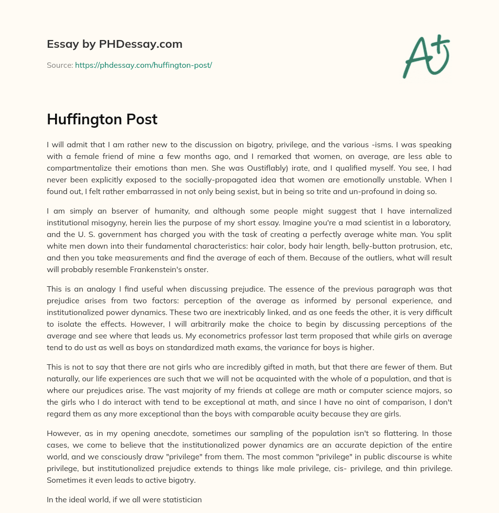 Huffington Post essay