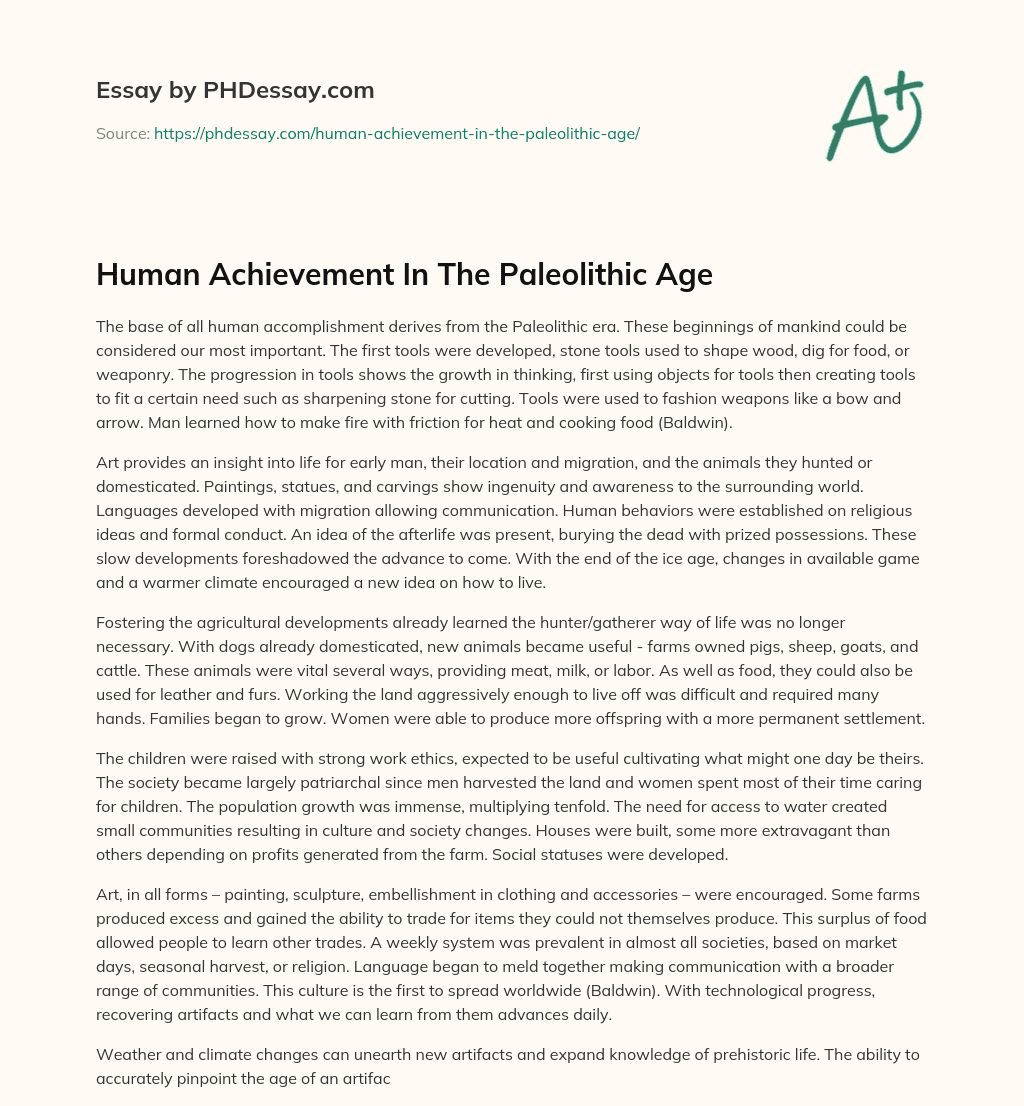 Human Achievement In The Paleolithic Age essay