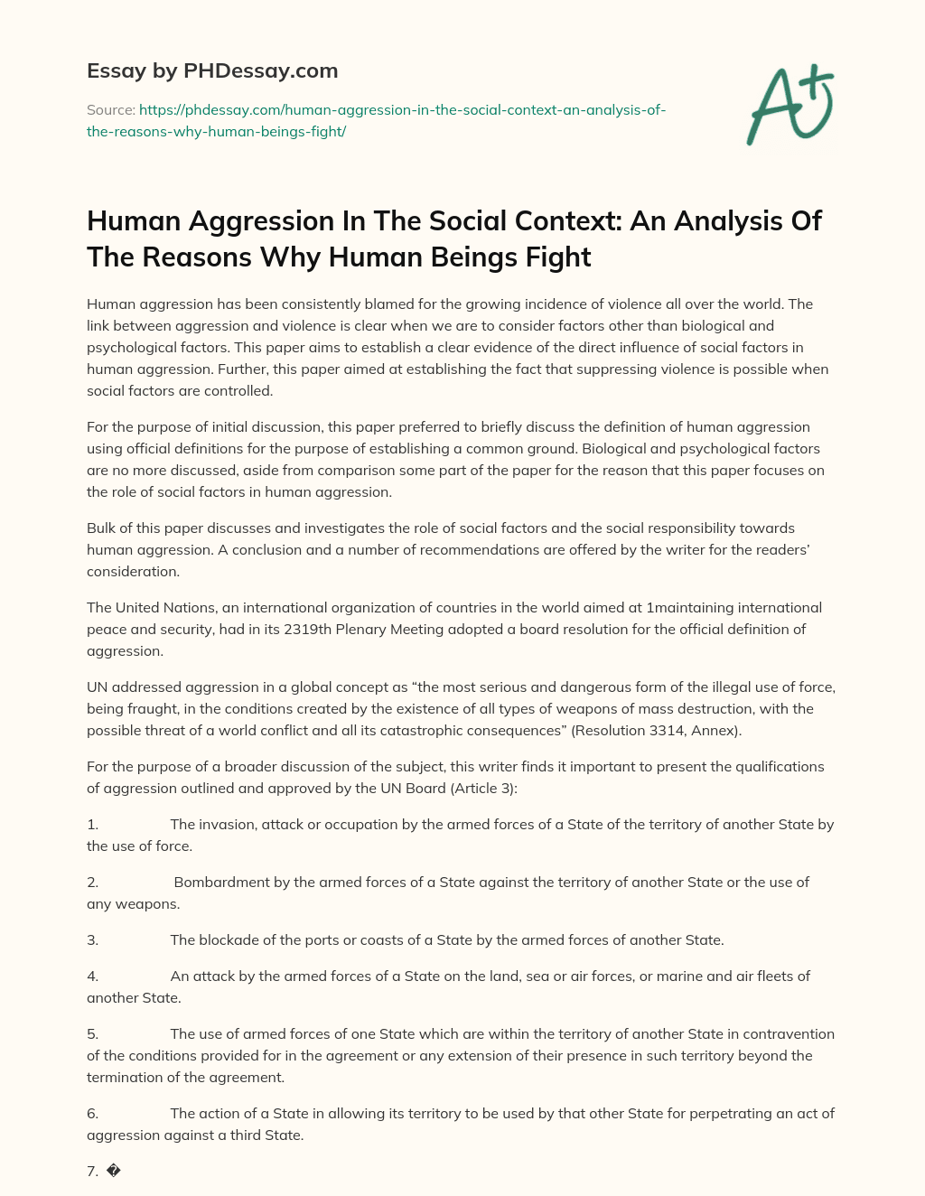 Human Aggression In The Social Context: An Analysis Of The Reasons Why Human Beings Fight essay