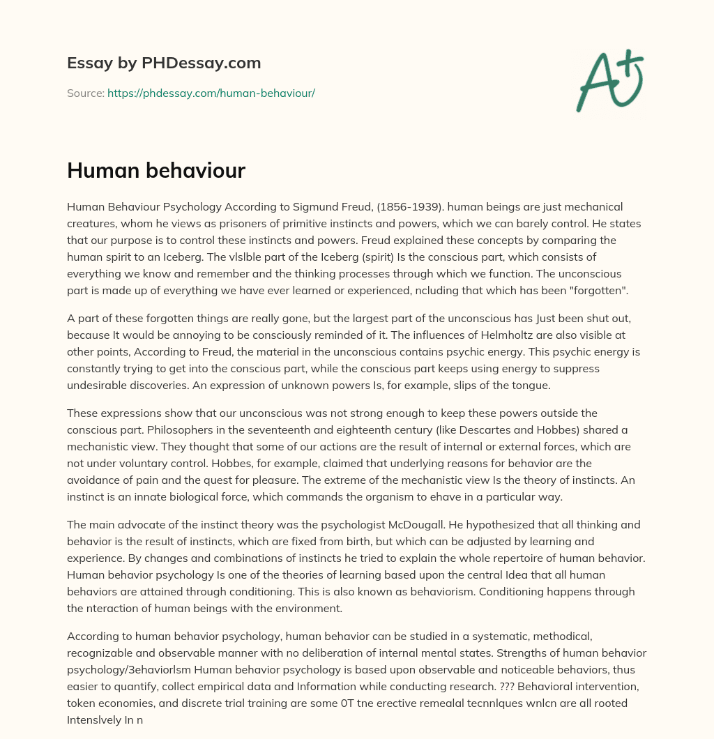 Human behaviour essay