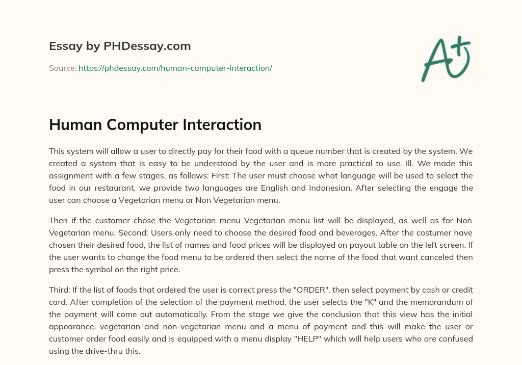 human computer interaction essay