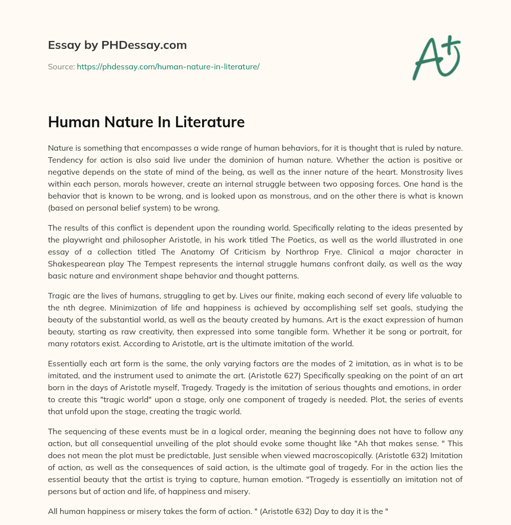 Human Nature In Literature essay