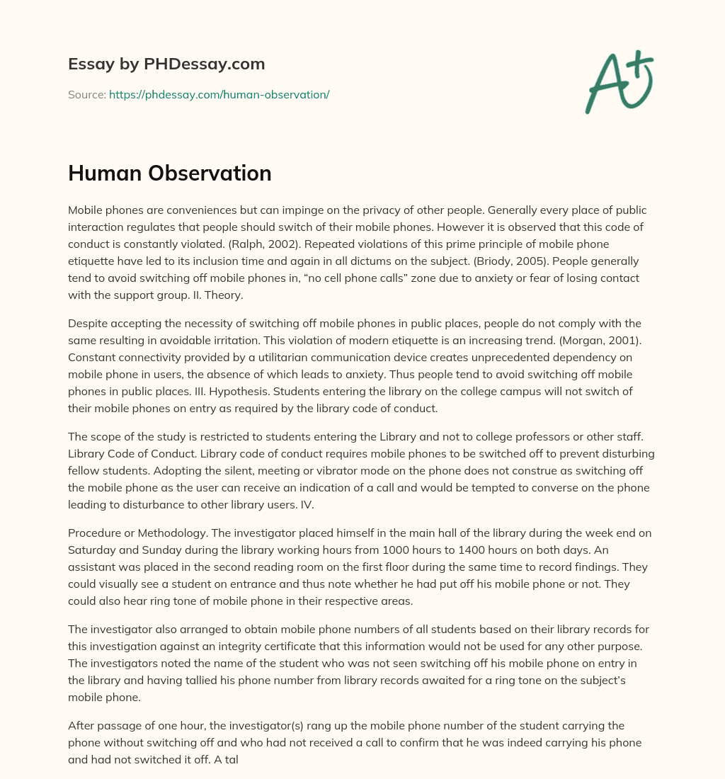 essay introduction on observation