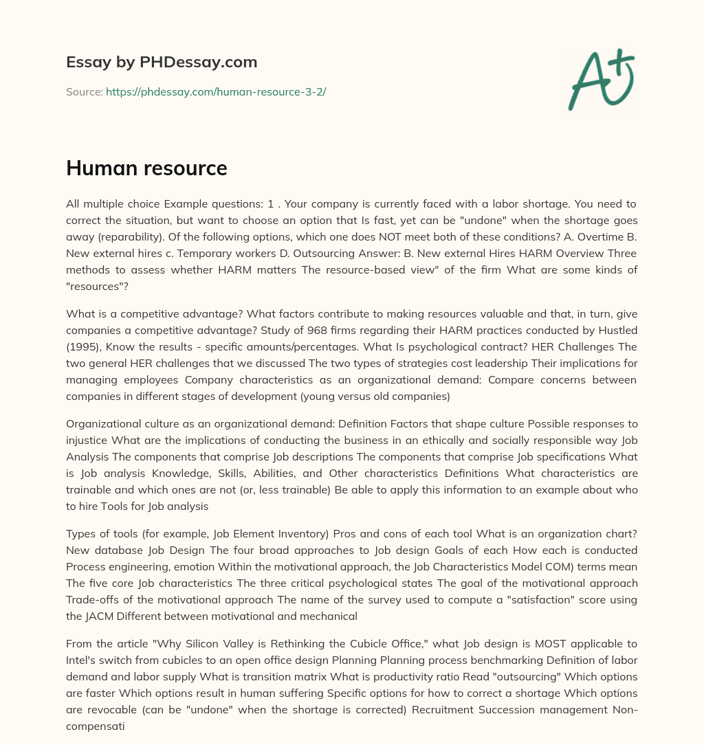 Human resource essay