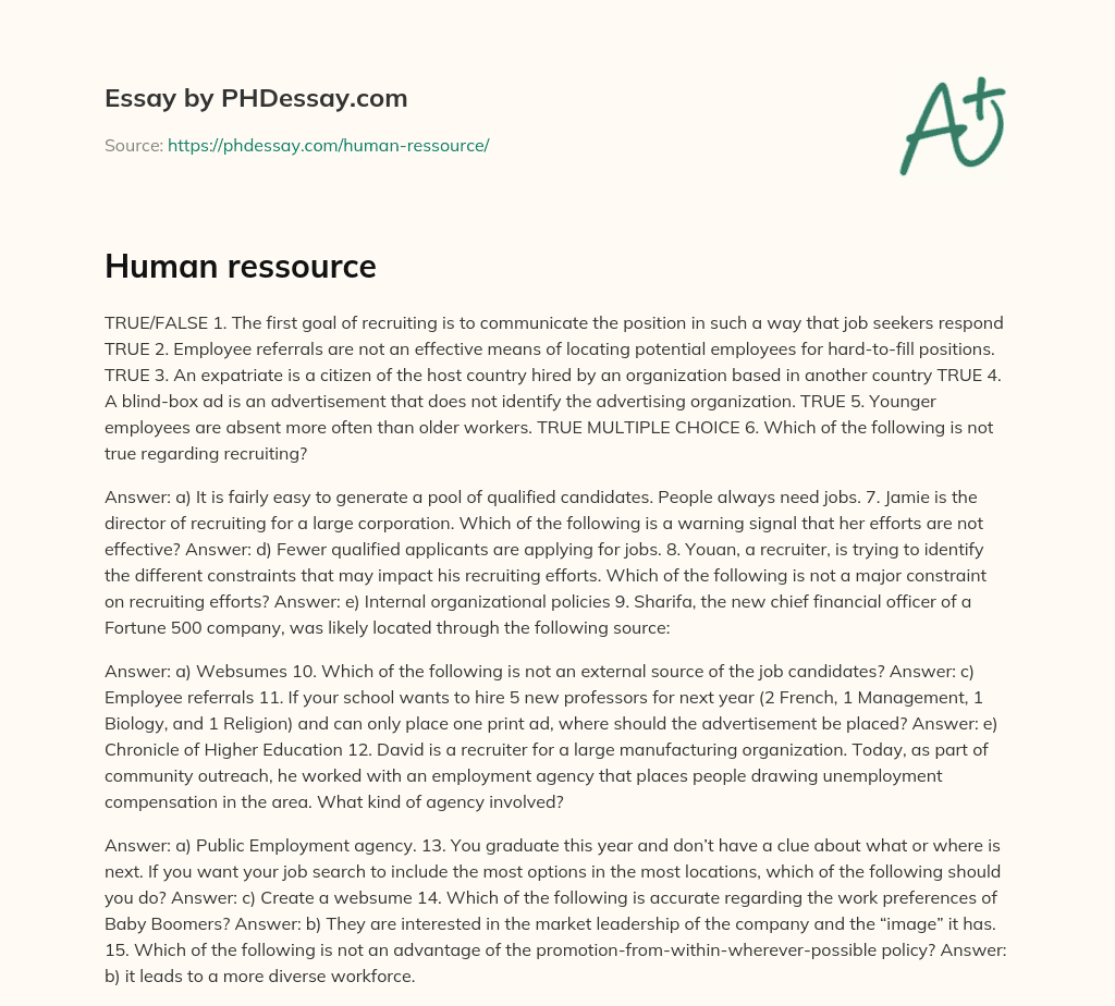 Human ressource essay