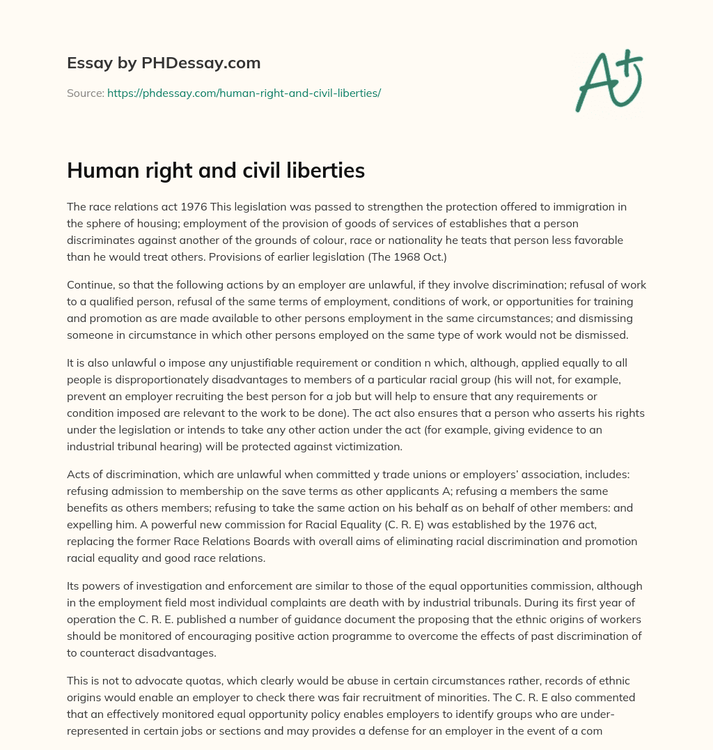 Human right and civil liberties essay