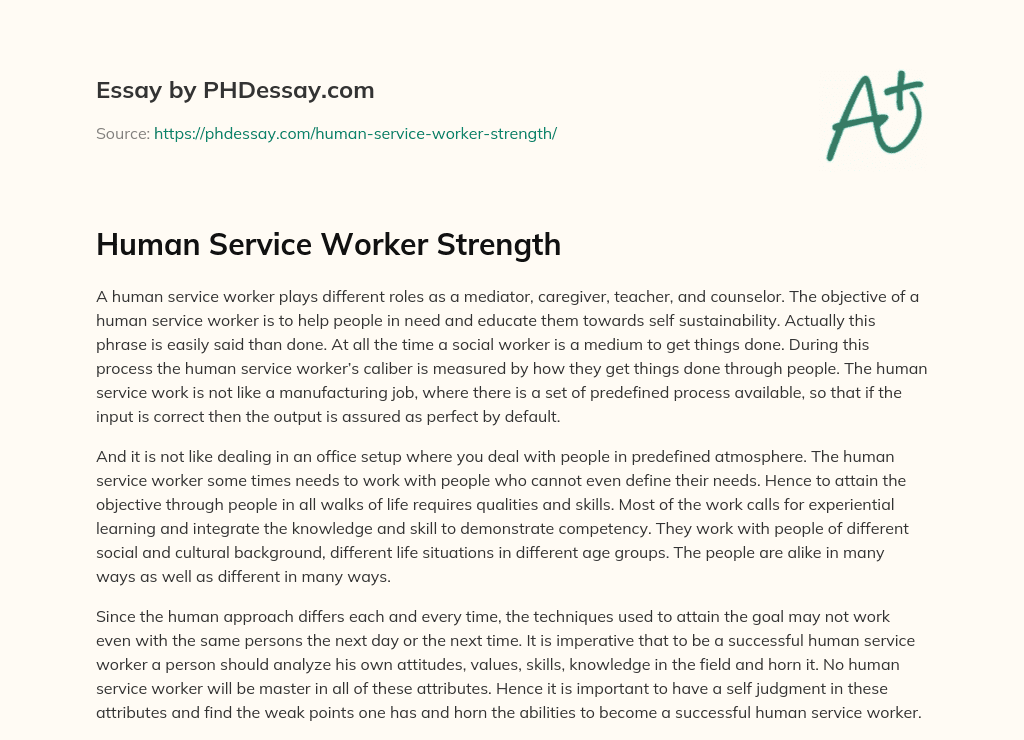 Human Service Worker Strength essay