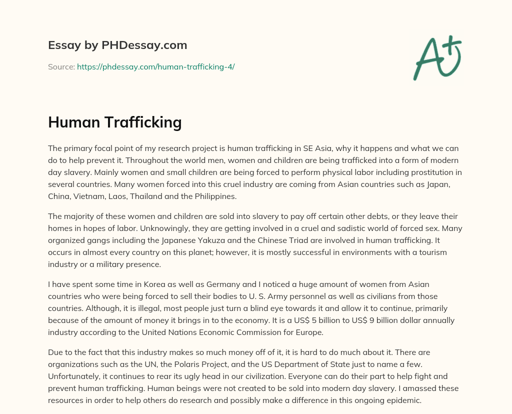 essay about human trafficking in the philippines