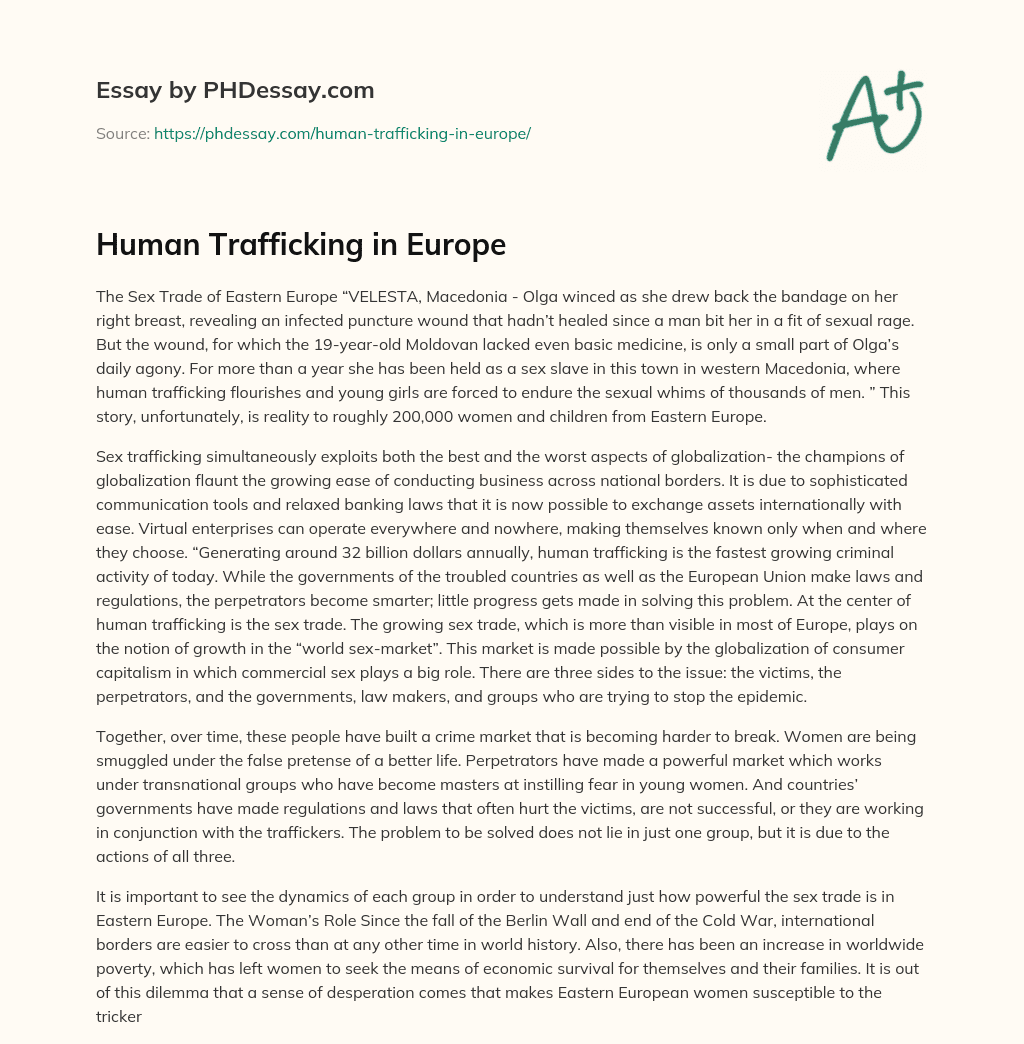 Human Trafficking in Europe essay