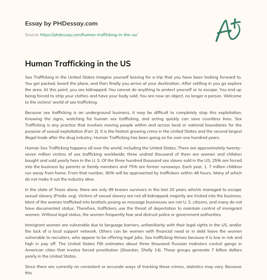 human trafficking in us essay