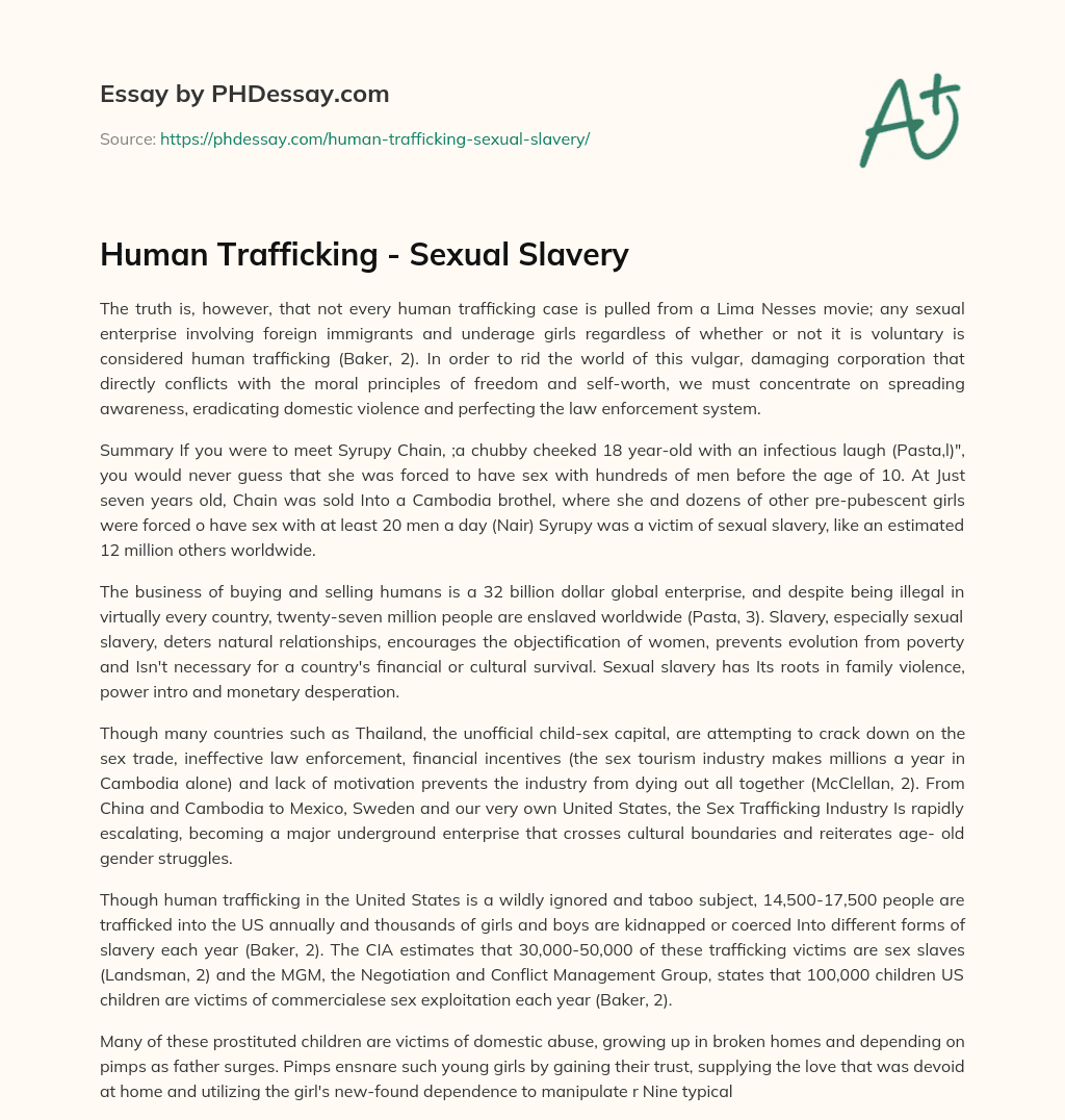 Human Trafficking Sexual Slavery 