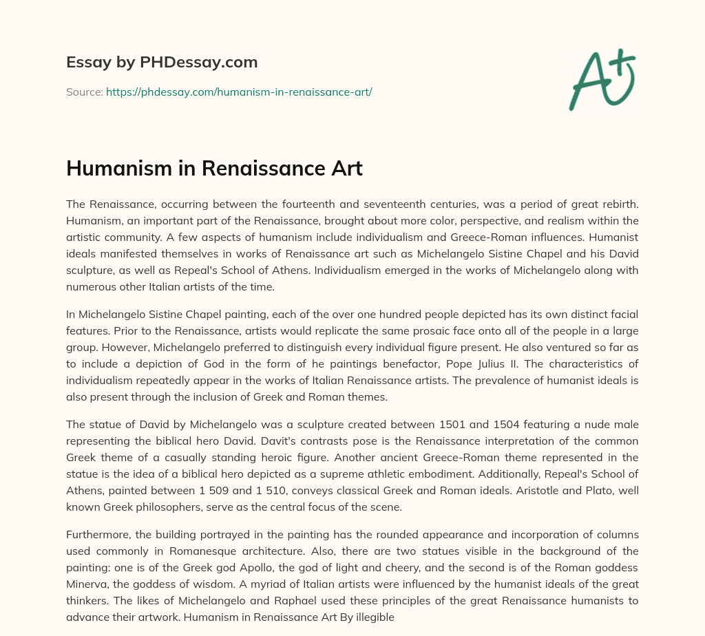 essay on humanism in the renaissance