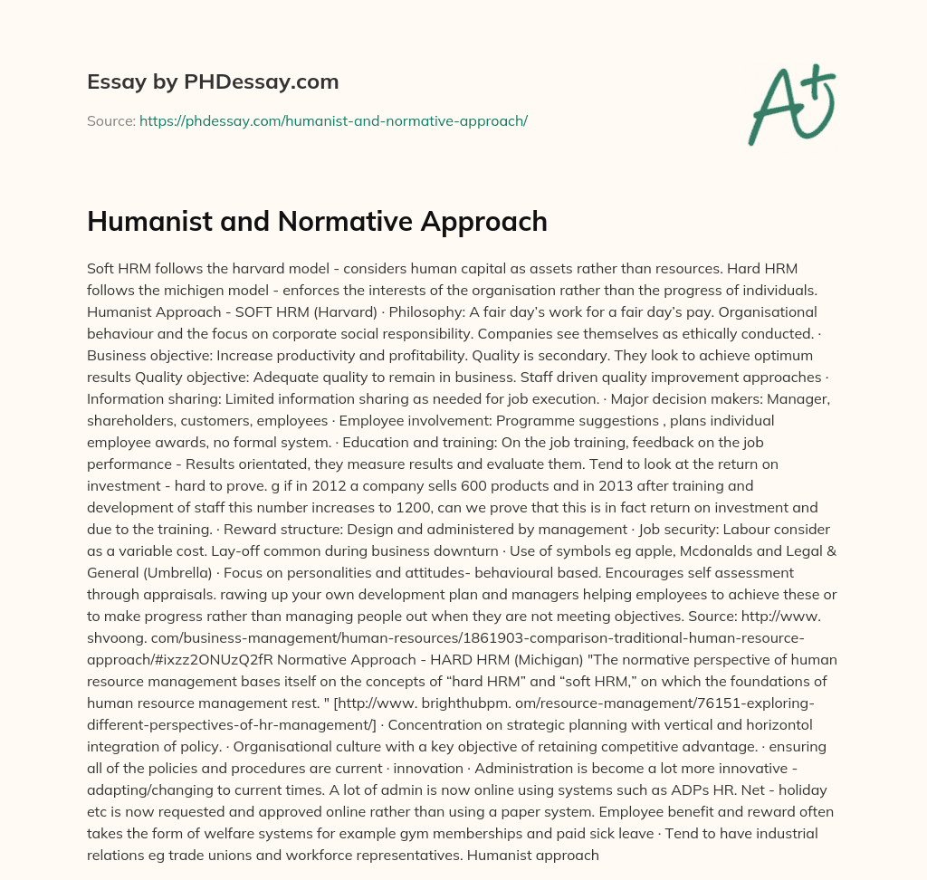 essay on humanistic approach