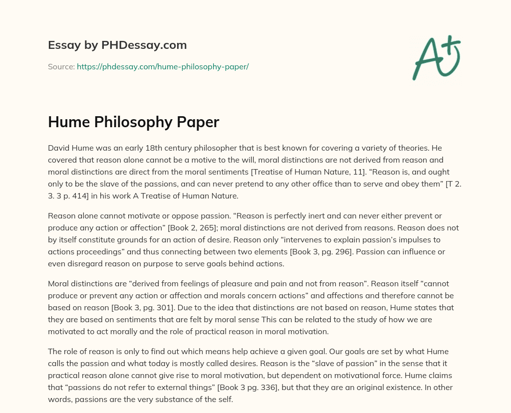 Hume Philosophy Paper essay