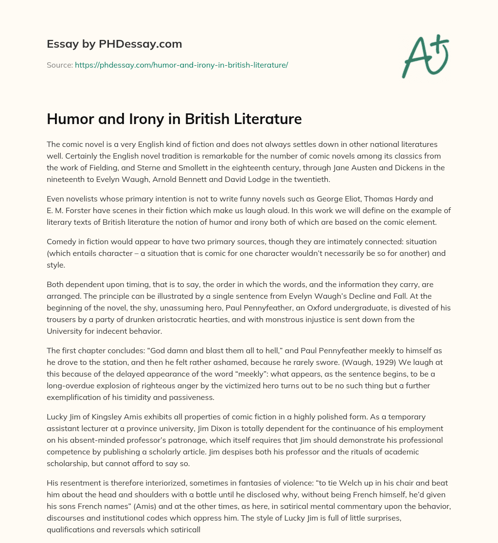 Humor and Irony in British Literature essay