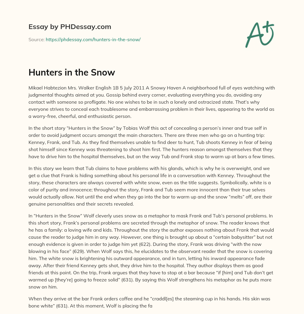 Hunters In The Snow Analysis Example