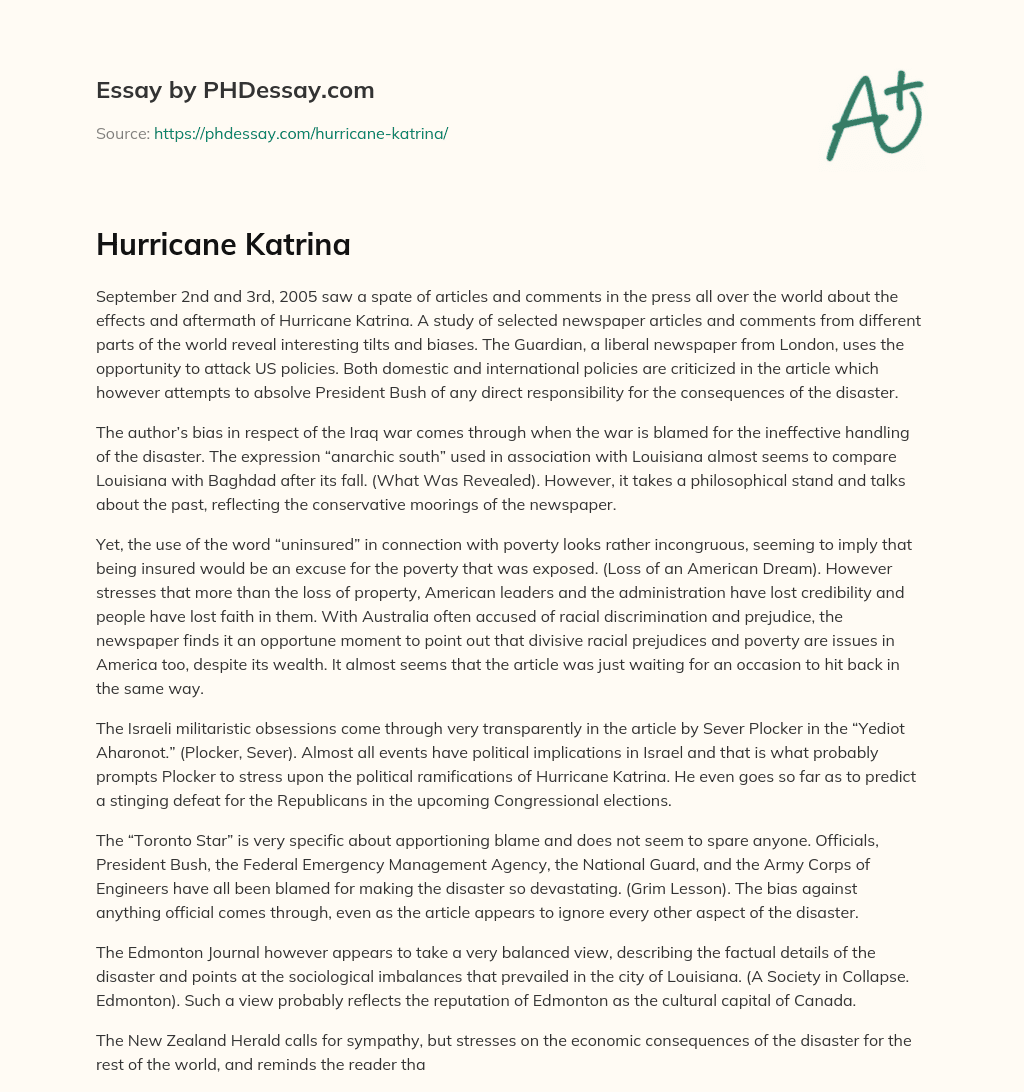 Hurricane Katrina essay
