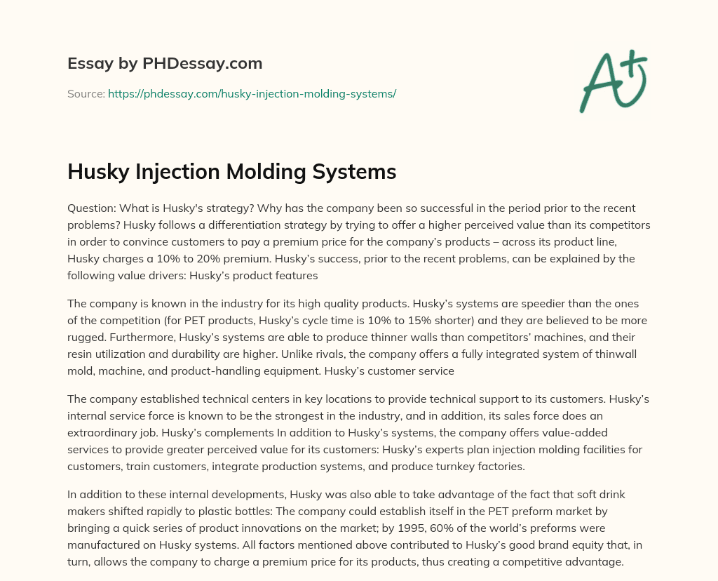 Husky Injection Molding Systems essay