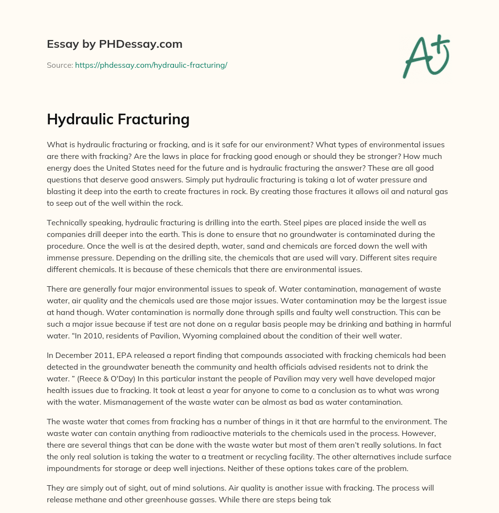 Hydraulic Fracturing essay
