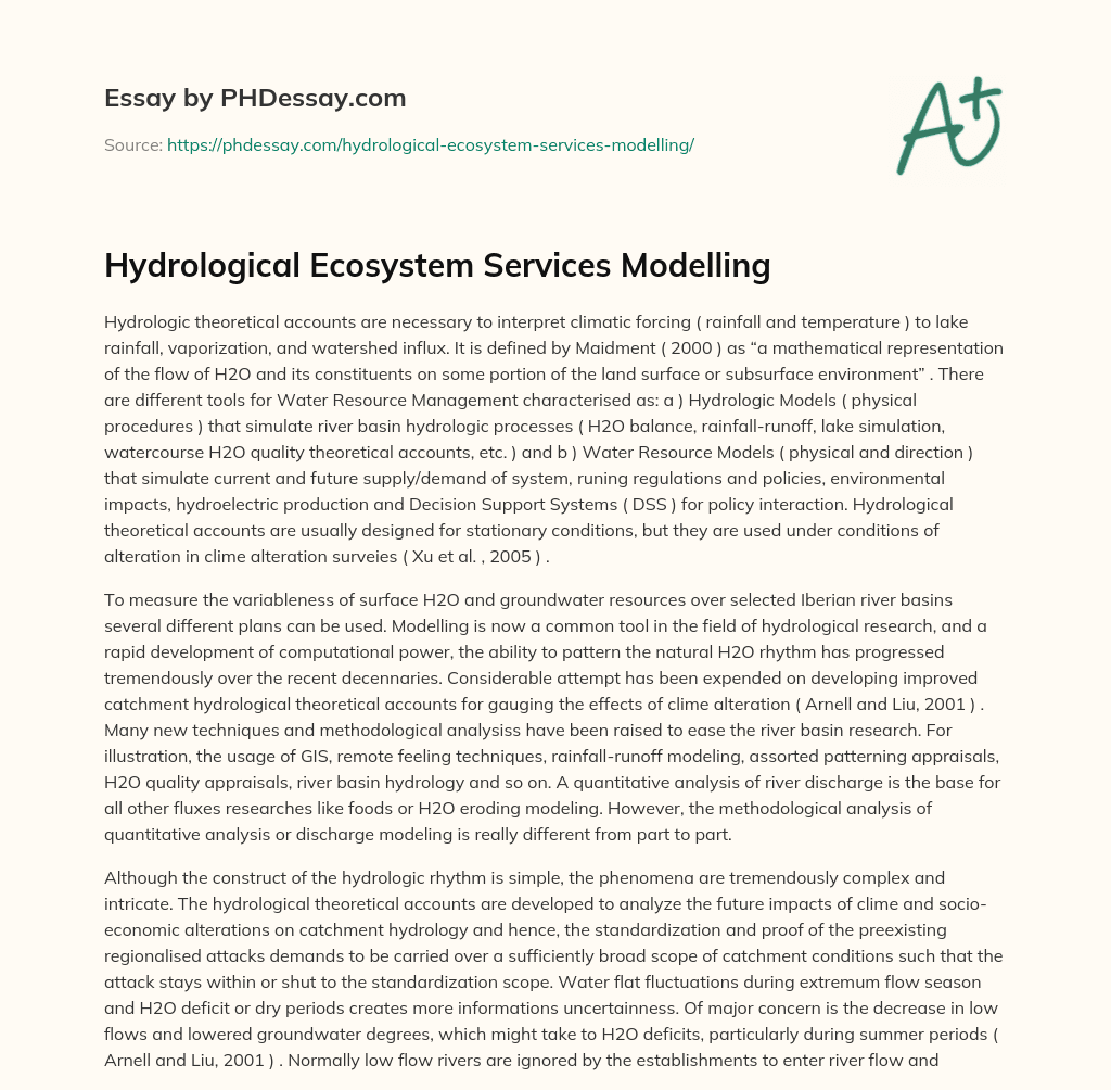 Hydrological Ecosystem Services Modelling essay