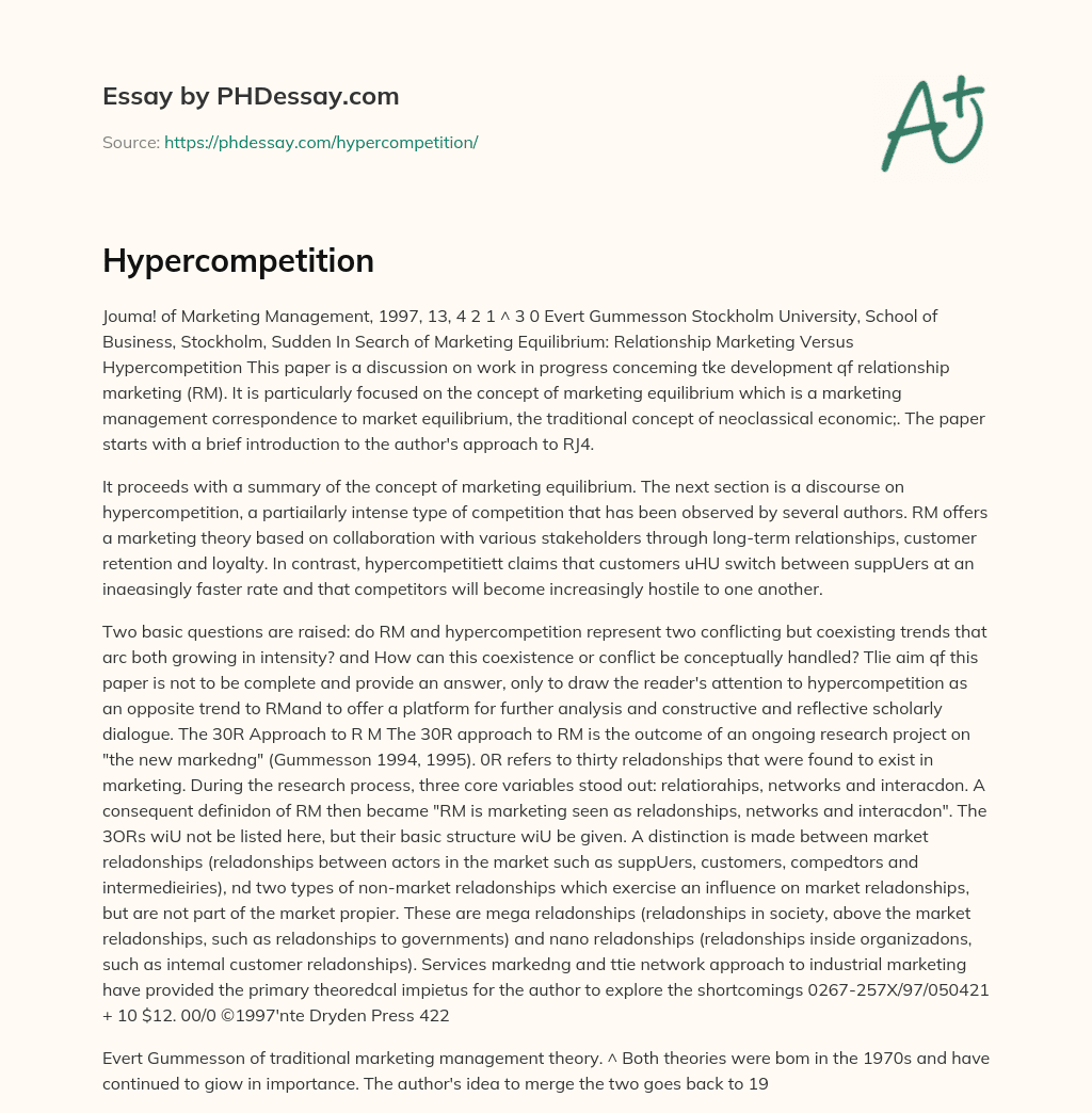 Hypercompetition essay
