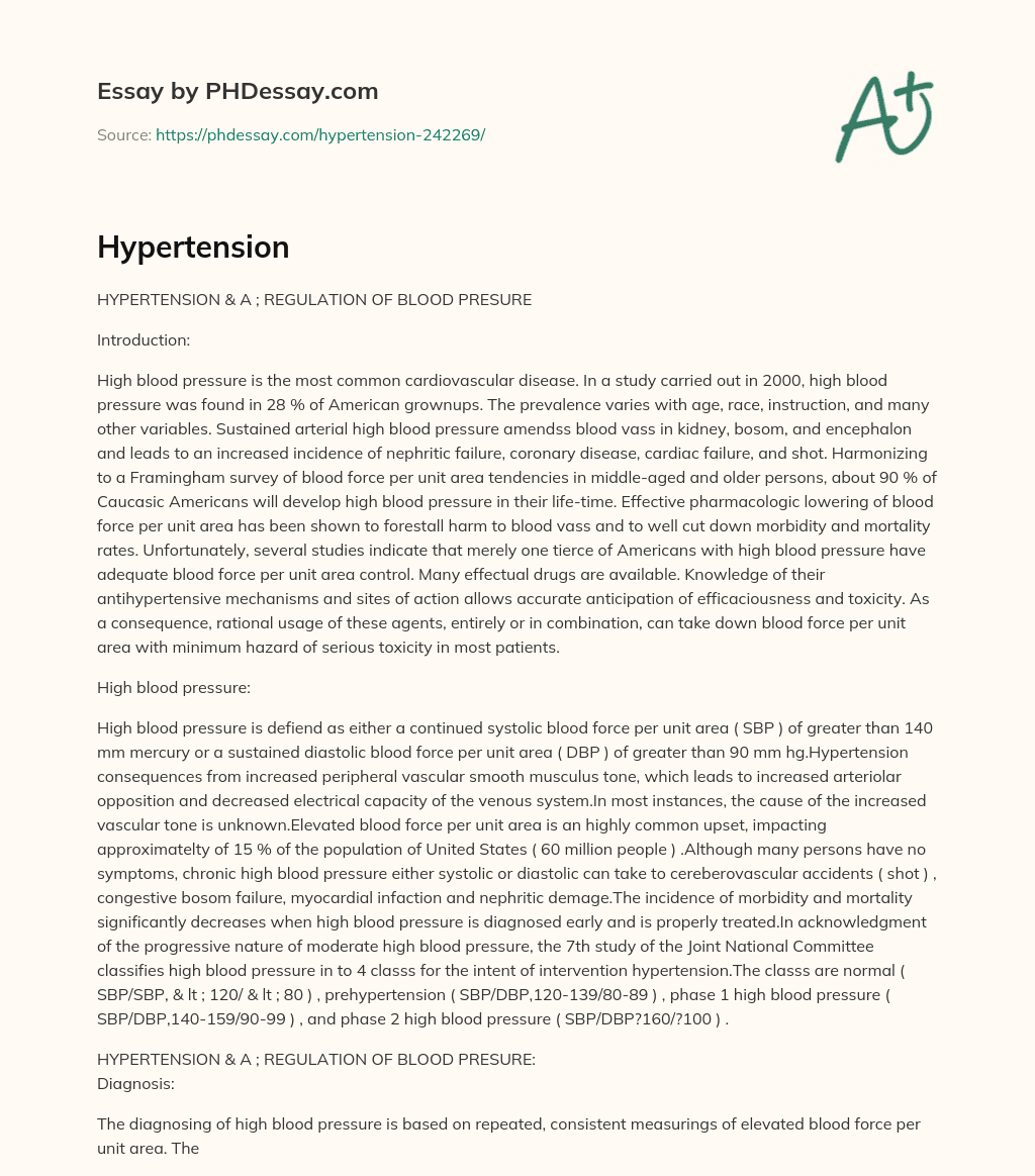 Hypertension essay