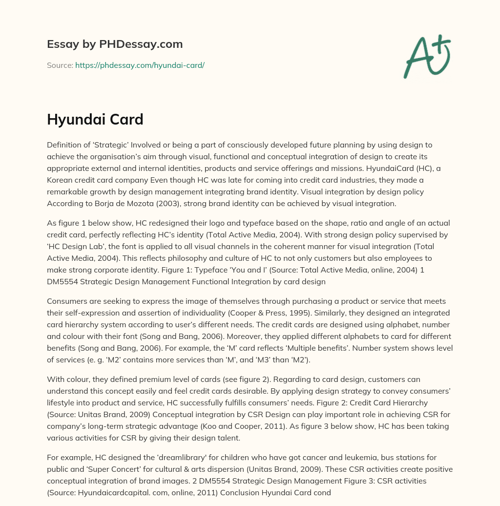 Hyundai Card essay