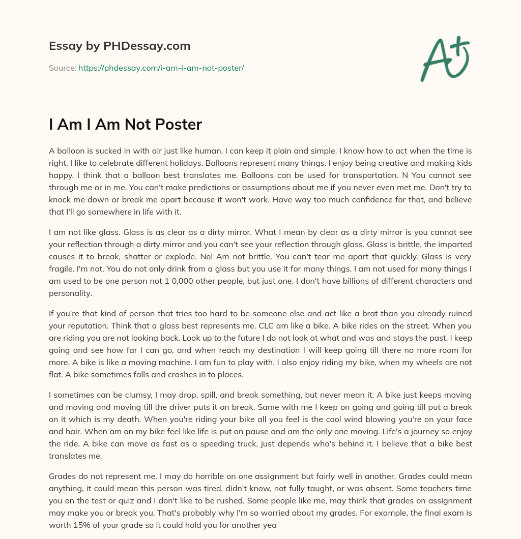 I Am I Am Not Poster essay