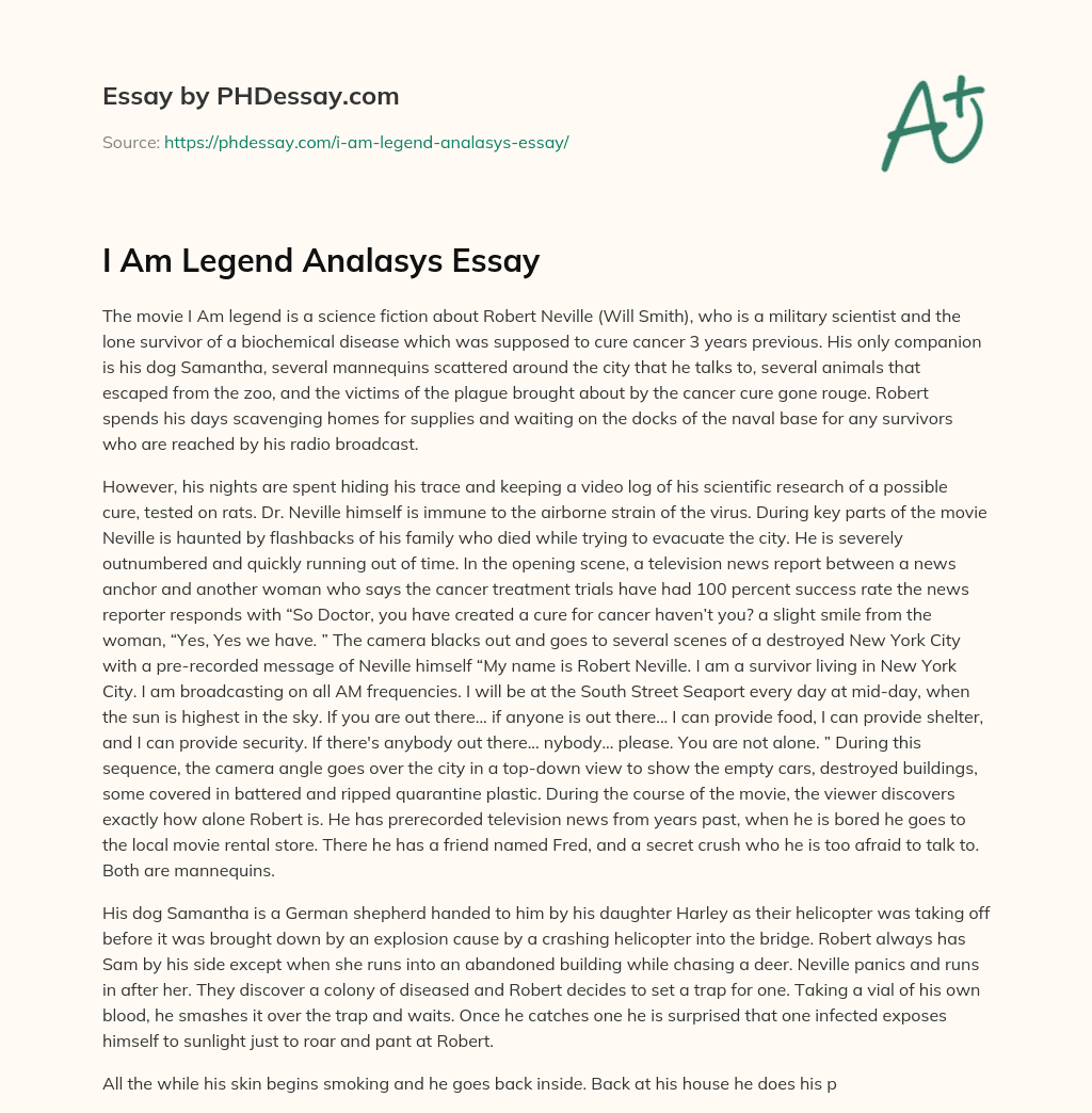 I Am Legend Analasys Essay essay