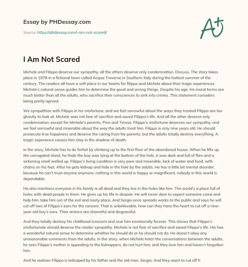 I Am Not Scared essay