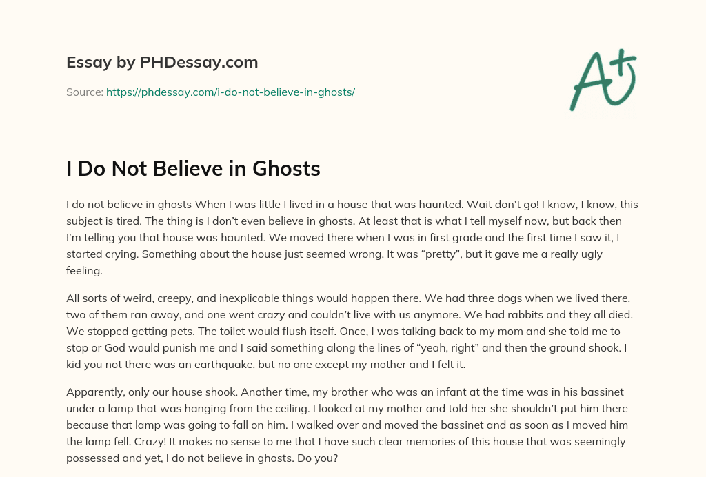 belief in ghosts essay