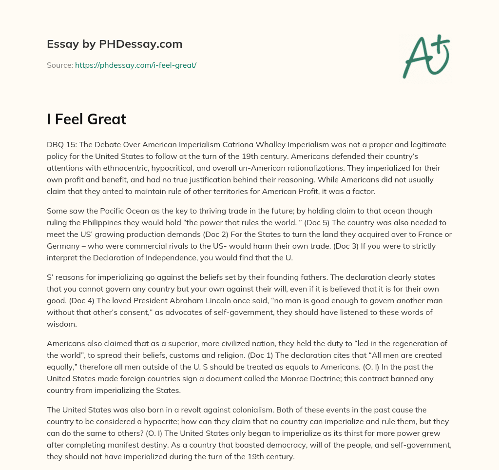 I Feel Great essay