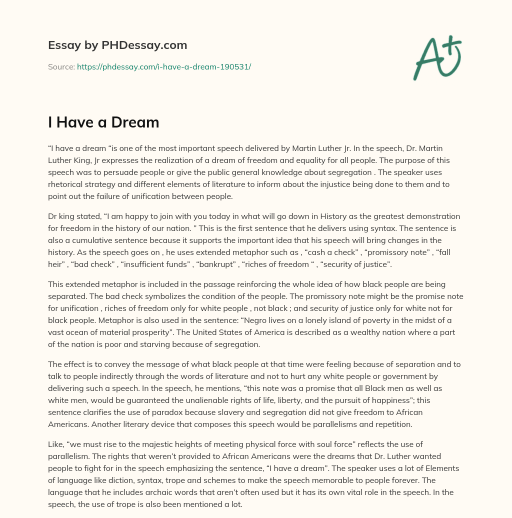 I Have a Dream essay
