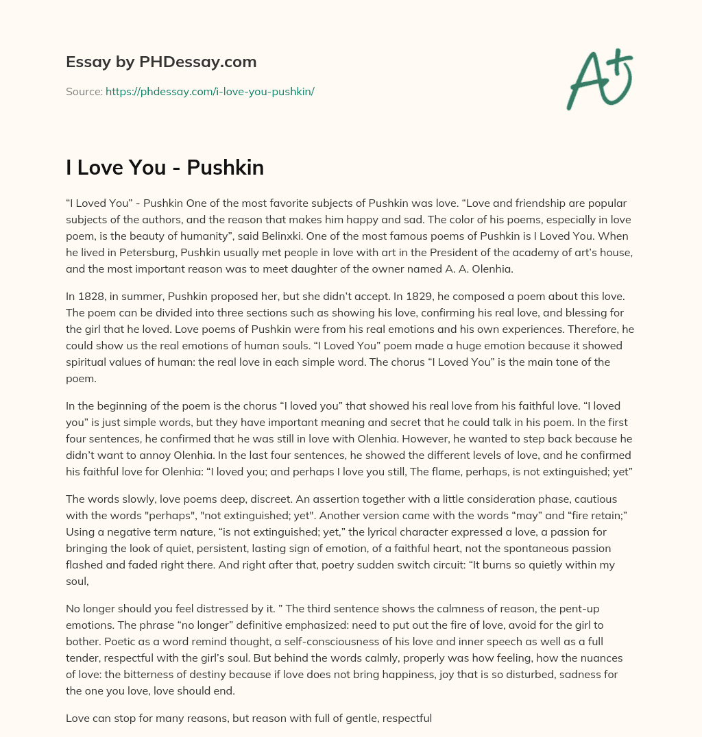 I Love You – Pushkin essay