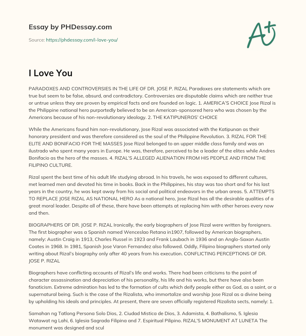 essay about how i love you