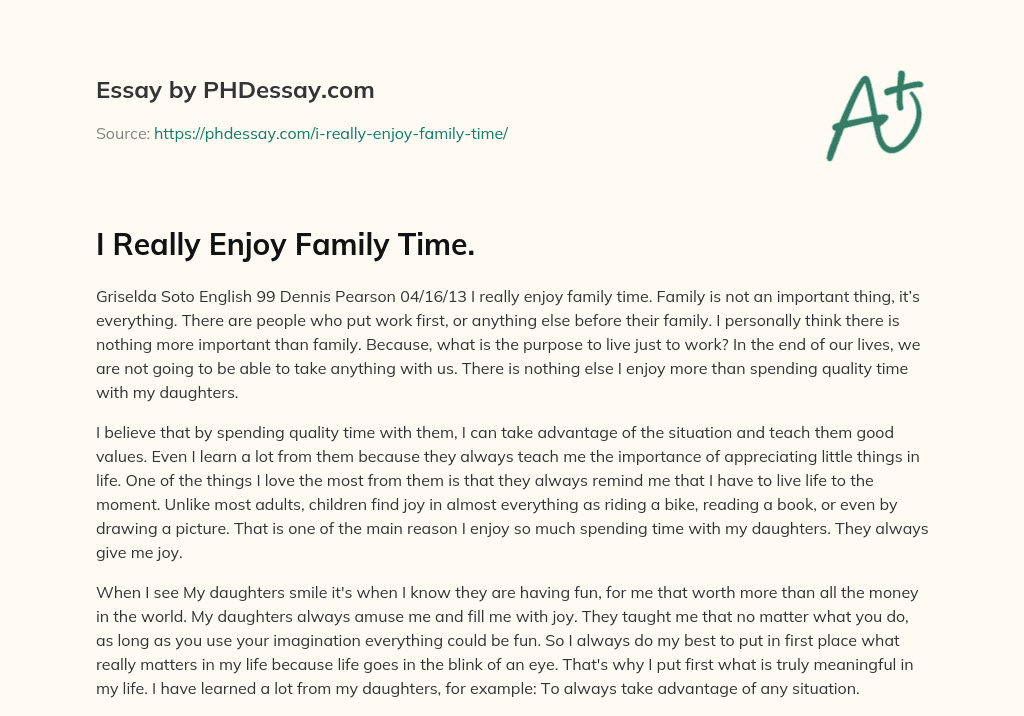 how do you spend your time with your family essay