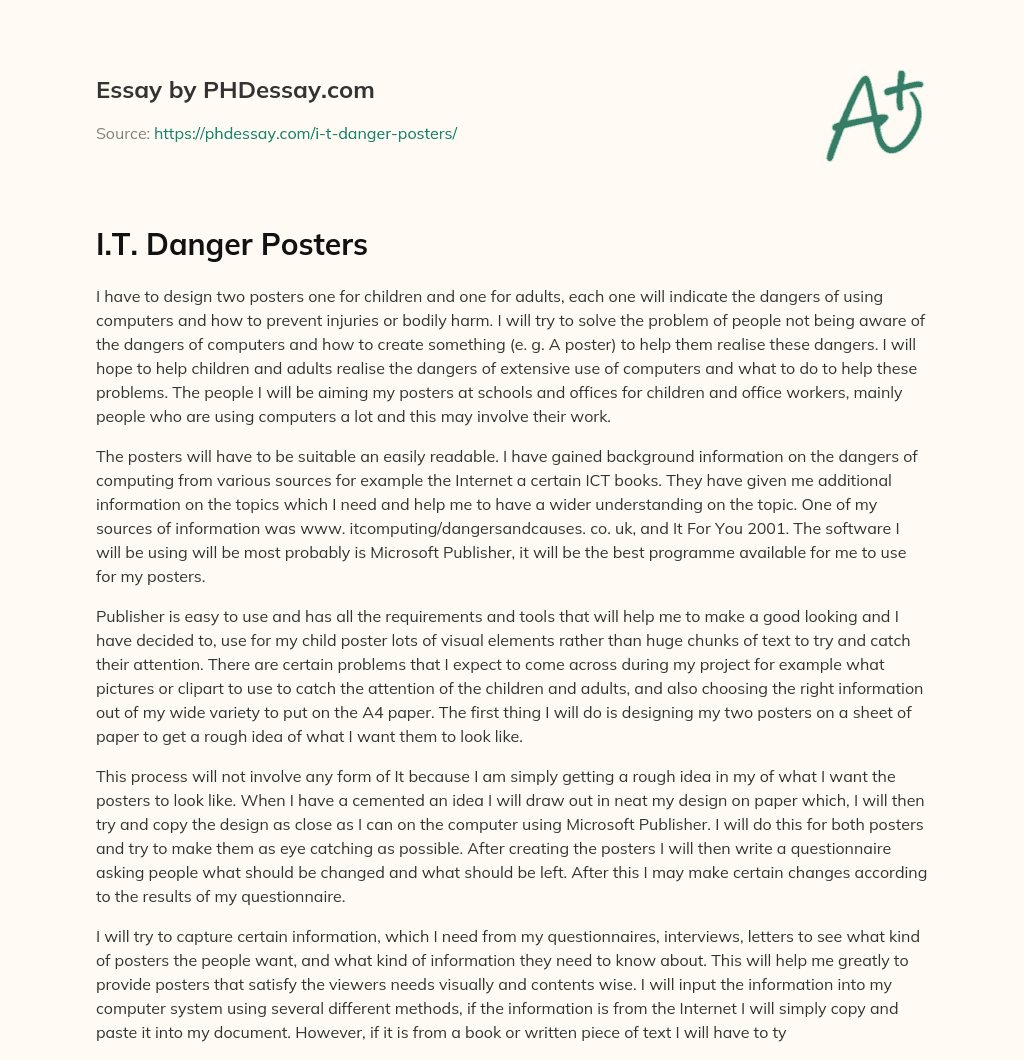 I.T. Danger Posters essay
