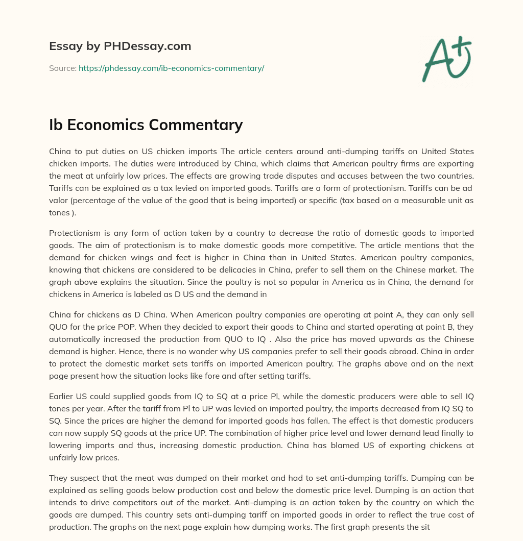 Ib Economics Commentary essay