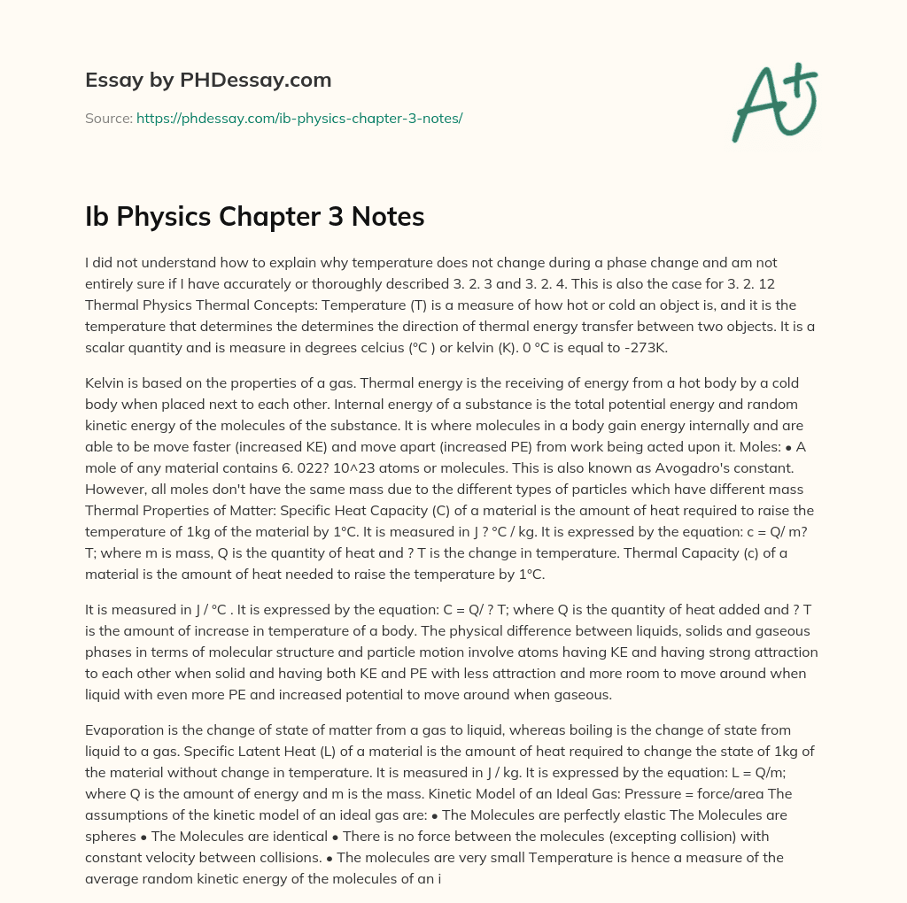 Ib Physics Chapter 3 Notes essay